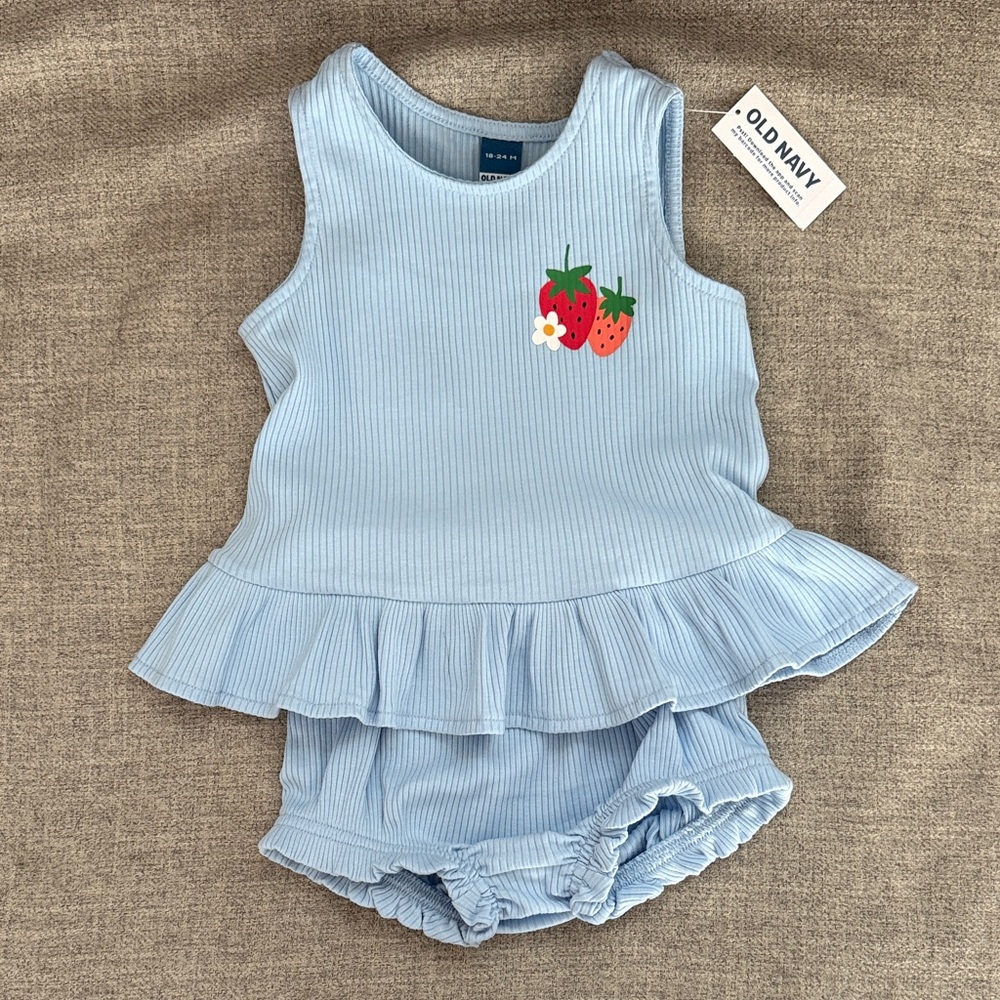 Blue ribbed tank 2 piece outfit - NWT